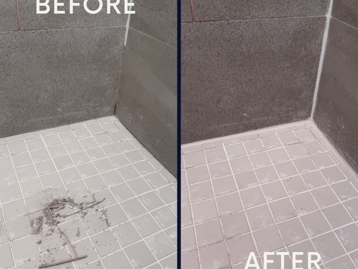 Shower recaulking before and after Portland — EVN Handyman